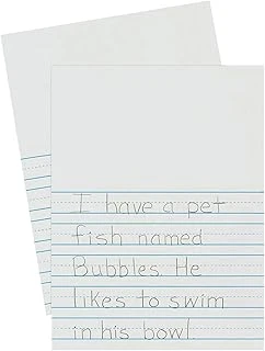 (7/8" Ruled, 500 Sheets, Story Ruled Newsprint) - Pacon Pac2656 Picture Story Ruled Newsprint Ream, 2.2Cm Ruled (Short Way) With Skip Space, White, 500 Sheets ürün görseli 1