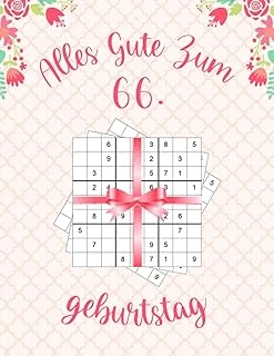 Independently Published Alles Gute Zum 66. Geburtstag: Geburtstagsgeschenk Für Frauen 66 Jahre, Sudoku Buch Geschenk Für Frauen Mit 80 Rätseln Von Leicht Bis Schwer Mit Lösungen, Geburtstag Geschenk ürün görseli 1