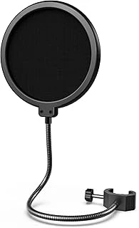 Coverzone Stüdyo Masaüstü Standı Için Mikrofon Pop Filtresi, Çift Katmanlı, Kaz Boynu Klipsi, Akış, Podcasting, Seslendirme, Ev Kayıt Stüdyosu Için, Siyah ürün görseli 1