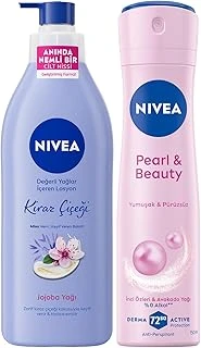 Değerli Yağlar İçeren Vücut Losyonu Kiraz Çiçeği & Jojoba Yağı, 400 Ml + Kadın Sprey Deodorant Pearl&Beauty 150 Ml ürün görseli 1