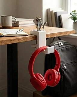 Atalarstudio Kulaklık Standı Masa Kenarı Kıskaç Tutucu, Mini Figür Sergi Yüzeyli, 18-33Mm Masa Uyumlu, Vidalı Sıkıştırma Sistemi, Oyun Ofis Masası Aksesuarı, 3D Baskı, Beyaz ürün görseli 1