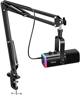 Fifine Xlr/Usb Mikrofon Seti, Yayın Podcast Için, Dinamik Rgb Mikrofon Kiti, Bom Kol Standı, Sessize Alma Düğmesi, Kulaklık Jakı, Vokal Seslendirme Kaydı Için, Ampligame Am8T ürün görseli 1
