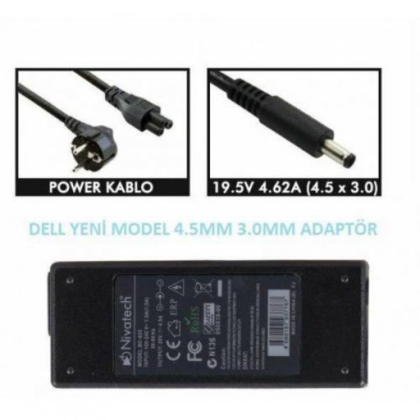 19.5 volt 4.62 amper ince iğneli dell adaptör dell yeni model ürün görseli 1
