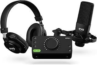 Audient Evo Start Recording Bundle (Evo 4 Ses Kartı, Sr1 Geniş Diyaframlı Kondenser Mikrofon, Sr2000 Kapalı Stüdyo Kulaklıkları, Mikrofon Shock Mountu Xlr Bağlantı Kablosu), Siyah ürün görseli 1