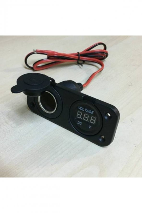 12 Volt Araç Voltaj Ölçer + Dişi Çakmak Soket Montalı Vidalı Tip ürün görseli 1