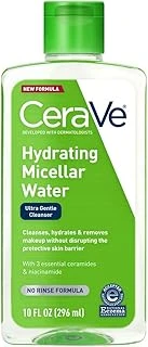 Micellar Water | Yeni Geliştirilmiş Formül | Nemlendirici Yüz Temizleyici Göz Makyaj Sökücü | Kokusuz Tahriş Etmeyen | 10 Fl. Oz ürün görseli 1