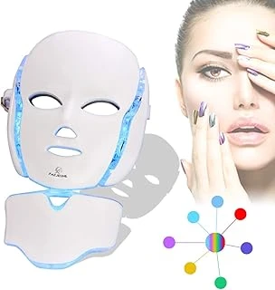7 Renkli Led Maske, Yüz Maskesi Led 7 Renk Yüz Cilt Bakım Maskesi Taşınabilir Spa Yüz Led Maske Boyun, Beyaz ürün görseli 1