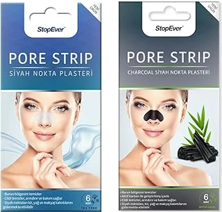 Stopever Pore Strip Siyah Nokta Bandı – 2'Li Paket (Charcoal + Tea Tree) | Siyah Nokta Karşıtı | Gözenek Temizleyici | Aktif Karbon & Çay Ağacı Özlü | 12 Adet ürün görseli 1