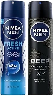 Men Erkek Sprey Deodorant Deep Dimension 48 Saat Koruma, 150 Ml, Erkeksi Koku + Men Erkek Sprey Deodorant Fresh 150Ml, Ter Ter Kokusuna Karşı 48 Saat Deodorant Koruması ürün görseli 1