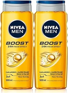 Men Erkek Duş Jeli Boost 500Ml, Vücut Yüz Saç, Nane Özleri, Kafein Ile Canlandırıcı Bakım, X2 Adet ürün görseli 1