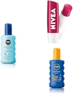 Sun Güneş Sonrası Serinletici Ferahlatıcı Sprey 200Ml + Kiraz Dudak Bakım Kremi (4,8Gr) + Spf50 Yüksek Güneş Koruyucu Nemlendirici Vücut Spreyi 200Ml ürün görseli 1