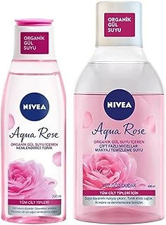 Aqua Gül Suyu İçeren Çift Fazlı Micellar Makyaj Temizleme Suyu 400Ml Nemlendirici Tonik 200Ml, Cilt Bakım, Yüz Temizleme ürün görseli 1