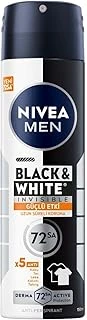 Men Erkek Sprey Deodorant Black&White Invisible Güçlü Etki 150 Ml, 72Saat Anti Perspirant Terleme Ter Kokusuna Karşı Koruma,Kıyafetlerde Karşıtı ürün görseli 1