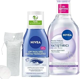 Yatıştırıcı Micellar Makyaj Temizleme Suyu Göz Makyaj Temizleyici 125Ml, Pamuk Hediyeli Set ürün görseli 1