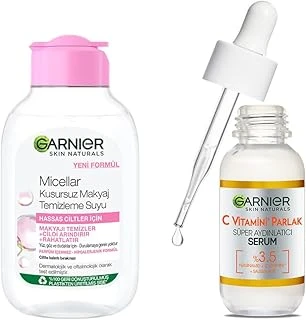 Skin Naturals Micellar Kusursuz Makyaj Temizleme Suyu (100 Ml) & C Vitamini Parlak Süper Aydınlatıcı (30 Ml) Cilt Bakım Seti ürün görseli 1