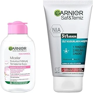 Skin Naturals Micellar Kusursuz Makyaj Temizleme Suyu (100 Ml) & Saf & Temiz Yağlanma Pürüzlere Karşı 3'Ü 1 Arada 150 Ml Cilt Bakım Seti ürün görseli 1