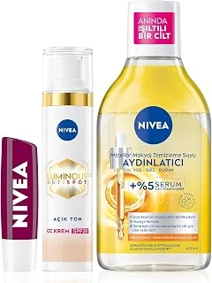 Micellar Aydınlatıcı Makyaj Temizleme Suyu 400 Ml+ Böğürtlen Dudak Bakım Kremi 4.8 Gr + Luminous630 Karşıtı Cc Fluid Spf30 Light 40Ml ürün görseli 1