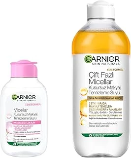 Skin Naturals Micellar Kusursuz Makyaj Temizleme Suyu (100 Ml) & Çift Fazlı Micellar Kusursuz Makyaj Temizleme Suyu (400 Ml) Cilt Bakım Seti ürün görseli 1