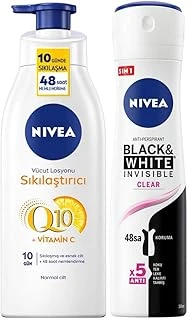 Kadın Sprey Deodorant Black&White Clear 150Ml, Q10 Sıkılaştırıcı Nemlendirici Vücut Losyonu 400Ml ürün görseli 1