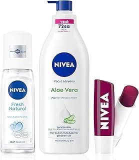 Böğürtlen Dudak Bakım Kremi 4.8 Gr + Pump Sprey Deodorant Fresh 75Ml + Vücut Losyonu Aloe Vera 400 Ml ürün görseli 1