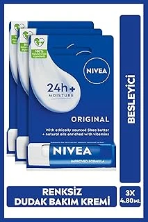 Nıvea Care Renksiz Dudak Bakım Kremi 4.8Gr, 24 Saat Nemlendirici,Shea Yağı,3X Adet ürün görseli 1