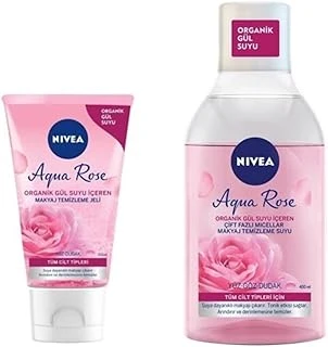 Aqua Organik Gül Suyu Içeren Makyaj Temizleme Jeli 150 Ml + Çift Fazlı Temizleme Suyu 400 Ml ürün görseli 1