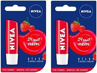 Dudak Kremi, Çilek & Doğal Yağlar, 24 Saat Nem, 4.8Gr, 2'Li Set ürün görseli 1