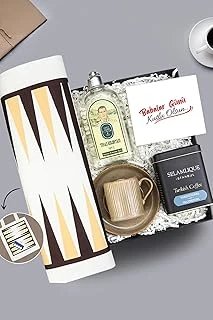 Tavla Baskılı Bez Çanta & Selamlıque & Fincan & Tıraş Kolonyası Hediye Seti ürün görseli 1