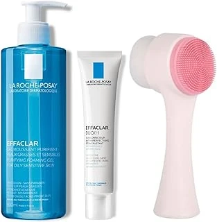 La Roche Posay Effaclar Temizleme Jeli 400Ml, Effaclar Duo(+) Bakım Kremi 40Ml, Pudrashine Yüz Temizleme Fırçası Seti ürün görseli 1
