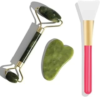 3'Lü Cilt Bakım Seti Yeşim Taşı + Gua Sha Masaj Taşı + Maske Sürme Aparatı ürün görseli 1
