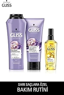 Gliss Blonde Perfector Saç Bakım Seti, Mor Şampuan 250 Ml + Mor Maske 200 Ml + Ultimate Oil Elixir 75 Ml ürün görseli 1