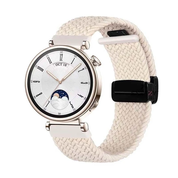 Sneezy Huawei Watch GT4 41mm İle Uyumlu 18mm FiberLink Manyetik Tokalı Örgü Kordon  Starlight ürün görseli 1