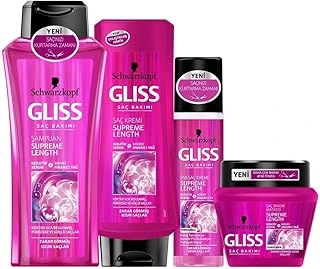 Gliss Supreme Length Saç Bakım Seti, Şampuan 400Ml + Saç Kremi 400Ml + Maske 300Ml + Sıvı Saç Kremi 200Ml ürün görseli 1