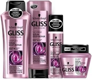 Schwarzkopf Gliss Deep Repair Saç Bakım Seti, Şampuan 400Ml, Saç Kremi 400Ml, Sıvı Saç Kremi 200Ml, 100Ml ürün görseli 1