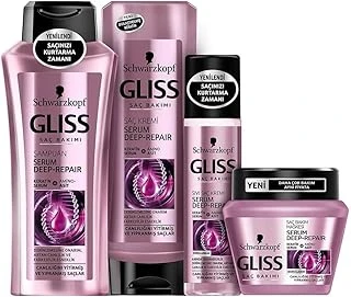 Schwarzkopf Gliss Deep Repair Saç Bakım Seti, Şampuan 400Ml + Saç Kremi 400Ml + Sıvı Saç Kremi 200Ml + 100Ml ürün görseli 1