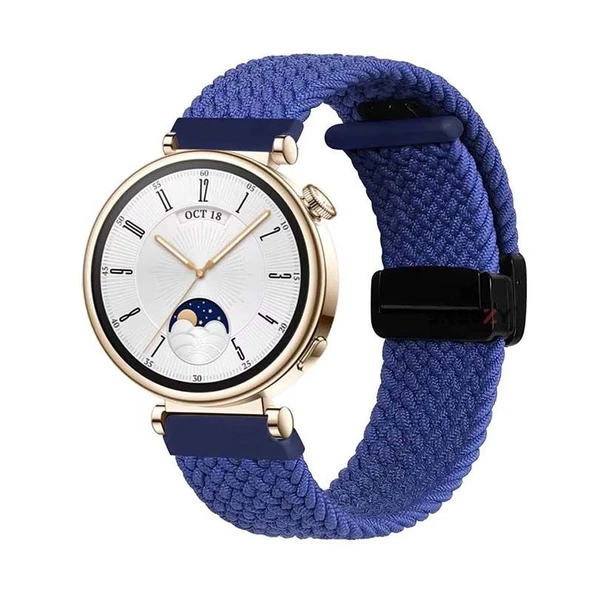 Sneezy Huawei Watch GT4 41mm İle Uyumlu 18mm FiberLink Manyetik Tokalı Örgü Kordon  Mavi ürün görseli 1