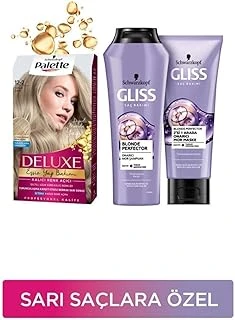 Gliss Palette Deluxe Saç Boyası 12-2 Titan Sarı + Blonde Perfector Mor Şampuan Maske Seti ürün görseli 1