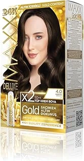 Maxx Deluxe Gold Serisi 24K Altın Parçacıklı Ile 1 Kutu 2 X 50 Ml Geliştiriciler Saç Boyası (Kahve 4.0) ürün görseli 1