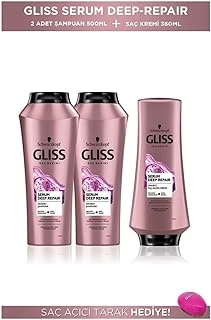 Gliss Deep Repair Şampuan 500 Ml X 2 Adet + Saç Kremi 360 Ml + Saç Açıcı Tarak Seti ürün görseli 1
