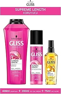 Gliss Supreme Length Saç Bakım Seti, 400Ml Şampuan + 200Ml Sıvı Saç Kremi + 75Ml Oil Elixir ürün görseli 1