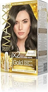 Maxx Deluxe Gold Serisi 24K Altın Parçacıklı Ile 1 Kutu 2 X 50 Ml Geliştiriciler Saç Boyası (Küllü Kumral 7.1) ürün görseli 1
