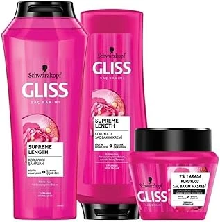 Gliss Supreme Length Uzun Saçlara Özel Bakım Seti, Şampuan 500 Ml, Saç Kremi 360 Ml, Maske 300 Ml ürün görseli 1