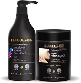 Keratinli Gri Toz Açıcı Oksidan Kremli Set (Yakmadan Evde Kolay Saç Rengi̇ Açma) 1000Ml Kuaför Boy ürün görseli 1