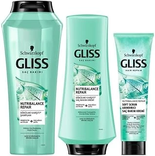Gliss Nutribalance Repair Saç Dökülmesi Karşıtı Şampuan 500 Ml + Saç Kremi 360 Ml + Arındırıcı Saç Bakım Kremi 150 Ml Set ürün görseli 1