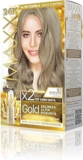 Maxx Deluxe Gold Serisi 24K Altın Parçacıklı Ile 1 Kutu 2 X 50 Ml Geliştiriciler Saç Boyası (Elma Sarisi 9.1) ürün görseli 1