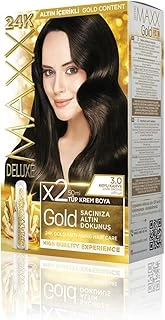 Maxx Deluxe Gold Serisi 24K Altın Parçacıklı Ile 1 Kutu 2 X 50 Ml Geliştiriciler Saç Boyası (Koyu Kahve 3.0) ürün görseli 1
