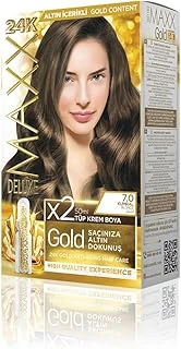 Maxx Deluxe Gold Serisi 24K Altın Parçacıklı Ile 1 Kutu 2 X 50 Ml Geliştiriciler Saç Boyası (Kumral 7.0) ürün görseli 1