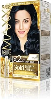 Maxx Deluxe Gold Serisi 24K Altın Parçacıklı Ile 1 Kutu 2 X 50 Ml Geliştiriciler Saç Boyası (Mavi̇ Si̇yah 1.1) ürün görseli 1