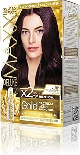 Maxx Deluxe Gold Serisi 24K Altın Parçacıklı Ile 1 Kutu 2 X 50 Ml Geliştiriciler Saç Boyası (Patlican Moru 3.66) ürün görseli 1