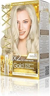 Maxx Deluxe Gold Serisi 24K Altın Parçacıklı Ile 1 Kutu 2 X 50 Ml Geliştiriciler Saç Boyası (Plati̇n Sarisi 0.1) ürün görseli 1